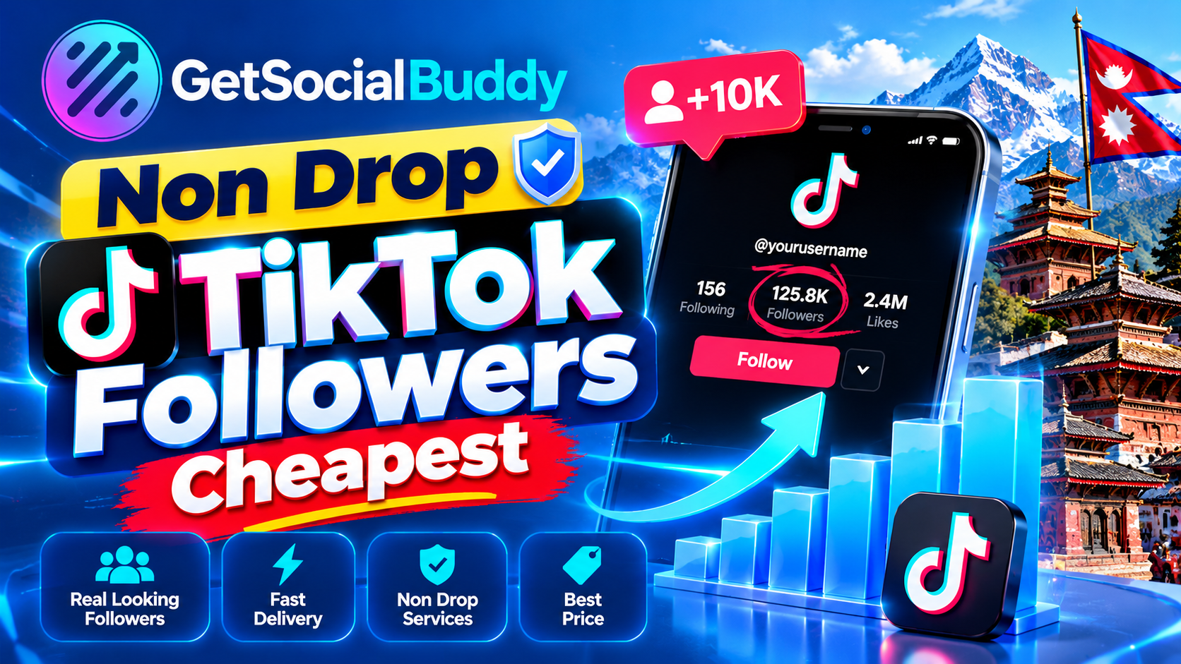 Non Drop Cheapest TikTok Followers | GetSocialBuddy